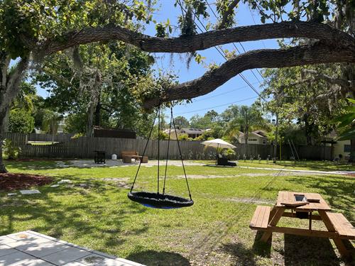 Swing on the tree is ideal for the little ones