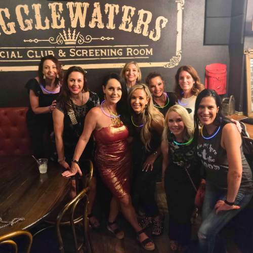Ghost tour guests enjoying haunted history at Gigglewaters, Safety Harbor.