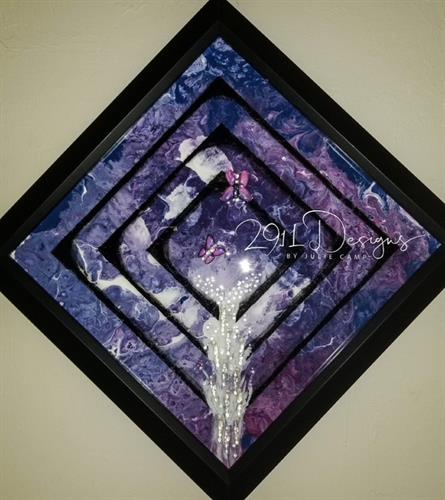 Fine art with acrylics, glass and resin.