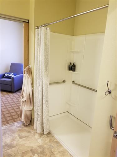 Example of walk-in shower in suite bathroom