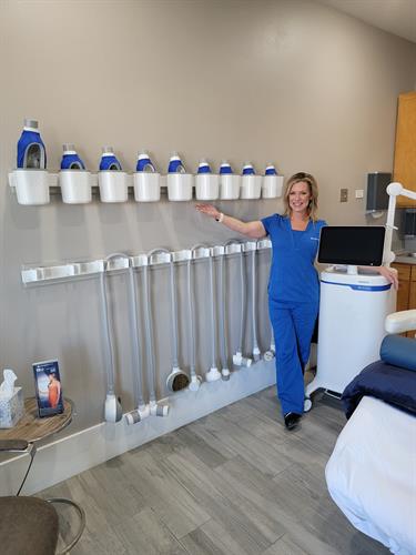Our proud founder Veronica and the CoolSculpting Elite system