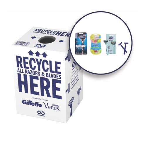 greener goods is a TerraCycle drop-off for razors and packaging of any brand, candy wrappers, applesauce/squeeze food pouches.