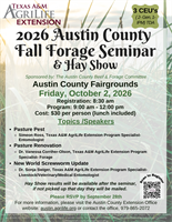 2026 Austin County Hay Show & Fall Forage Seminar