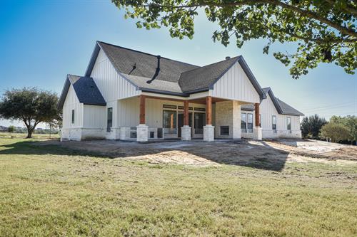 Brenham Farmhouse Design - Back Exterior - In Progress