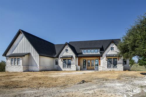 Brenham Farmhouse Design - Front Exterior - In Progress