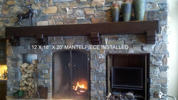 Doug Fir 12 x 18" 20' mantle piece installed