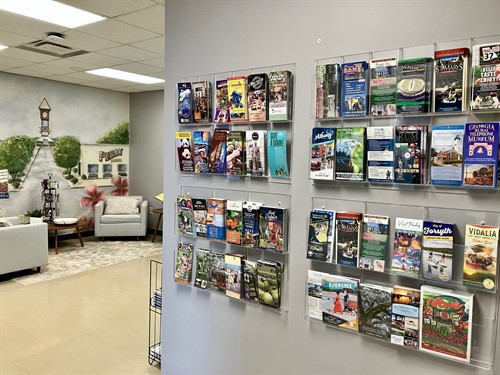 Brochures from places to visit in GA inside Perry Welcome Center