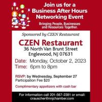 North NJ Chamber Networking Event Sponsored by CZEN Restaurant