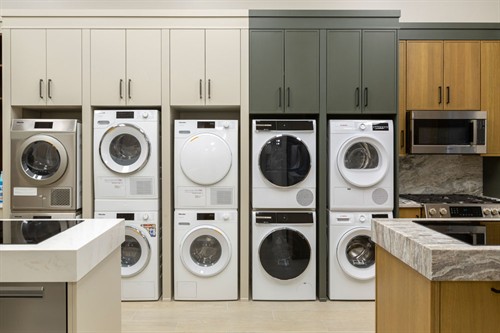 Miele and Bosch laundry display at Designer Appliances