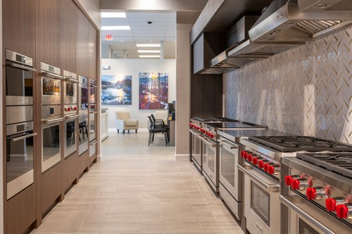 Wolf range and wall oven display at Designer Appliances