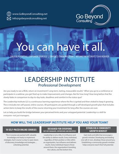 Leadership Institute Flyer, side 1 Leadership Institute Flyer, side 1