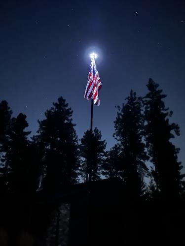 Customer Photo - Flagpole at night with Solar Light