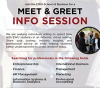 EWU School of Business VIRTUAL Meet & Greet Info Session – Seeking Business Professionals to Volunteer