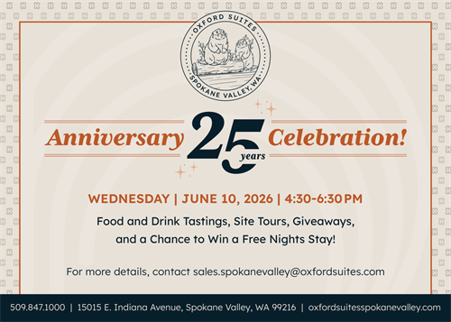 Event image for Oxford Suites Spokane Valley 25th Anniversary