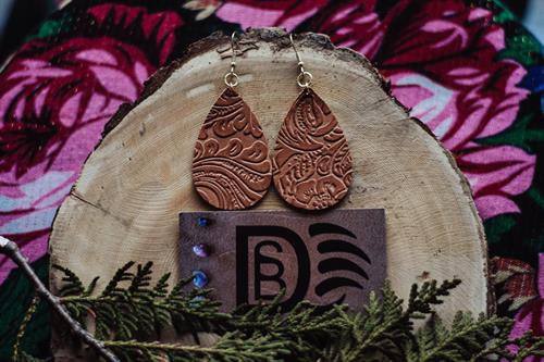 Land Back Collection - Embossed Leather Earring
