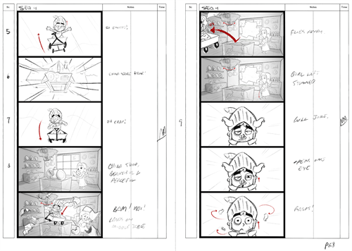 A sample of storyboards with tonal elements for dramatic effect.