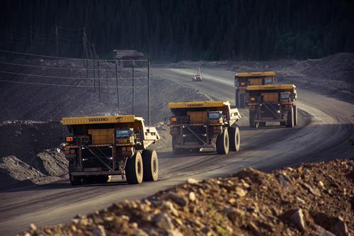 IOC Haul Trucks at the Mine Site in Labrador City