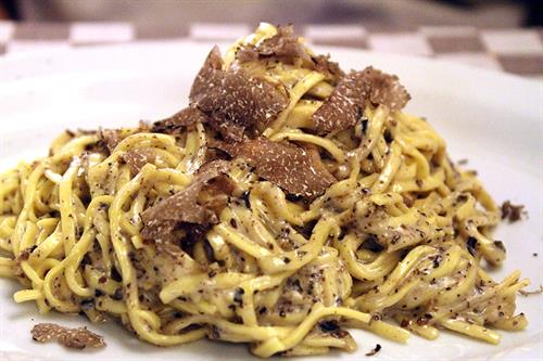 Tartufo Bucatini (truffle pasta), Italian Cuisine, Rome, Italy, Europe