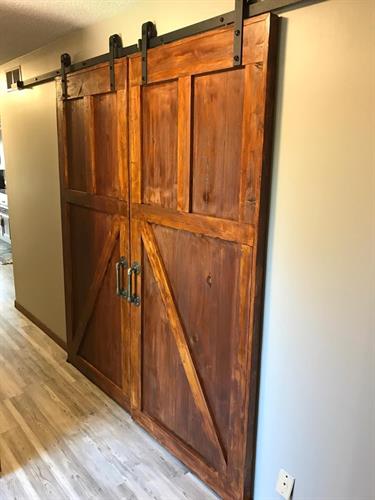 Custom sliding barn doors, built by Heartland Handcrafted. 