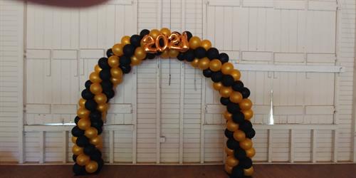 Arch, classic decor, spiral, black and gold, party