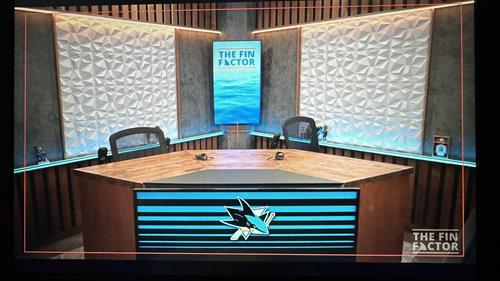 A production set for "The Fin Factor" weekly podcast series