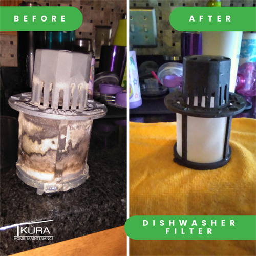 Dishwasher Filter Before & After. 