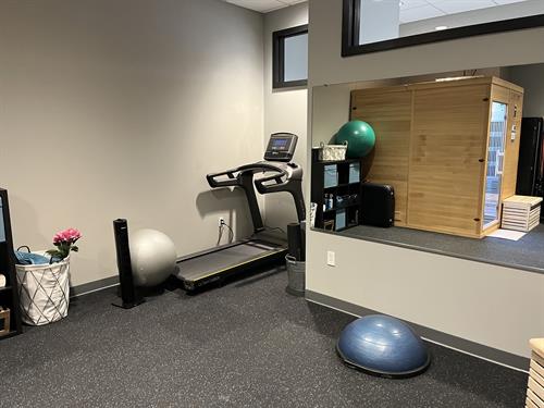Our Fit Room for groups of 4 or less and treadmill.