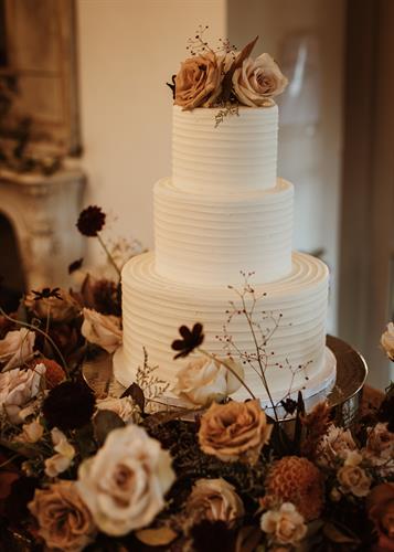 Large 3 Tiered Pleated Style Wedding Cake