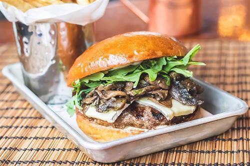 Prime beef, mushroom and gruyere burger