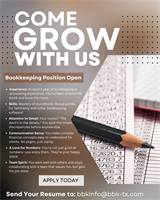 Join our Team as a Bookkeeper – Apply Now!