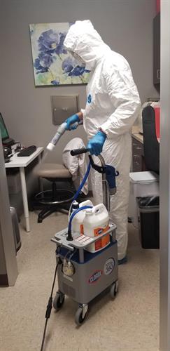 Disinfecting with Clorox Pro T360 Electrostatic Spraying