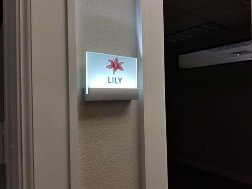 Lighted Suite Interior Signage for Katy Office