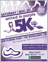 The Woodlands Annual United in Purple 5k, Pancreatic Cancer Awareness walk!