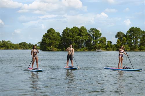 SUP Board rentals from Einstein's Surf & Boat Shop at Margaritaville Lake Resort, Lake Conroe | Houston