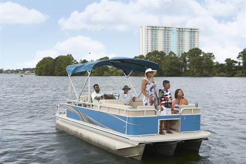 Pontoon Boat rental from Einstein's Surf & Boat Shop at Margaritaville Lake Resort, Lake Conroe | Houston