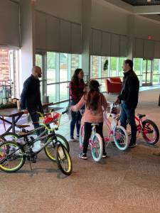 Kids receiving their bikes