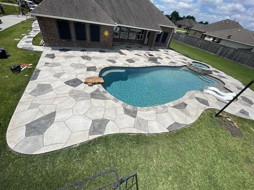 Stamped concrete pool decking