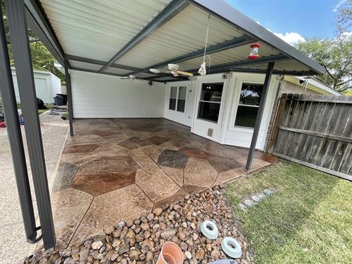 Stained and stamped concrete patio