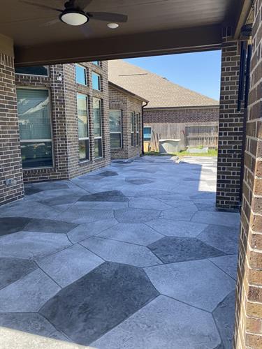 Stamped concrete on patio extension