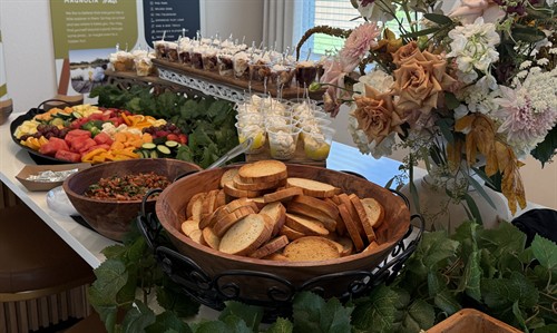 Bruschetta, Fruit and Veggie Tray, Dessert Trio 