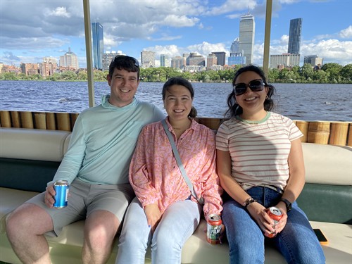 Guests enjoying a cruise on the Beacon Tiki Boat