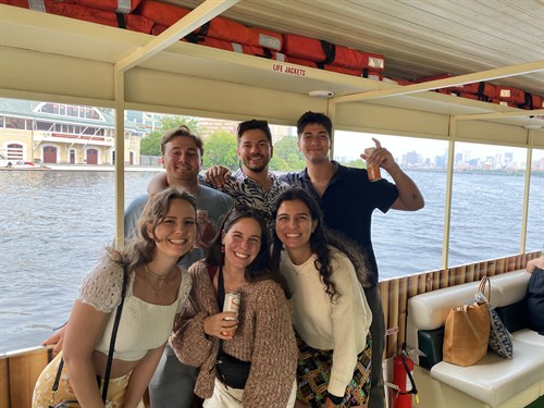 Guests enjoying a cruise on the Beacon Tiki Boat