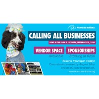 Humane Indiana Invites Businesses and Community Partners to Join Paws in the Park through Sponsorships and Vendor Opportunities