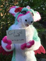 Lagoona the Dutch Angel Dragon, hope-fostering friend of Short Folks For Hope Foundation.