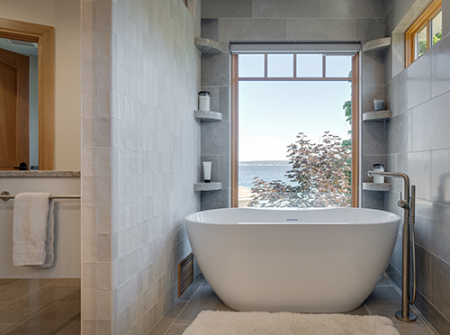 Bathtub with a view on Little Traverse Bay in Petoskey