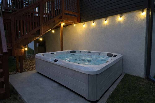 Private hot tub, included with every stay