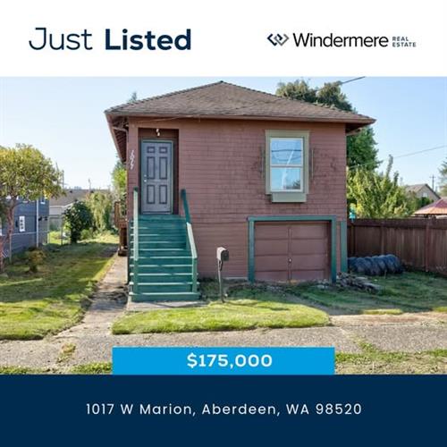 Listed by ~ Desiree Lindgren Cozy 1-bedroom, 1-bath home in South Aberdeen with a spacious fenced yard—ideal for a garden and pets.