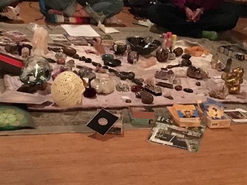 Reiki Share giant alter set up for a whole class! Boulder CO