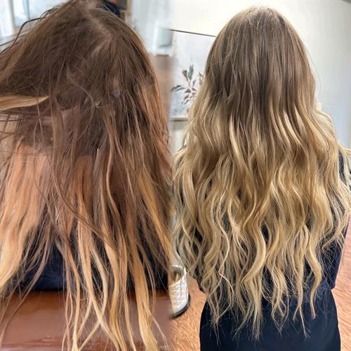 Before/After: Transitioning from Tape In Extensions to Sew in Hand Tied Hair Extensions