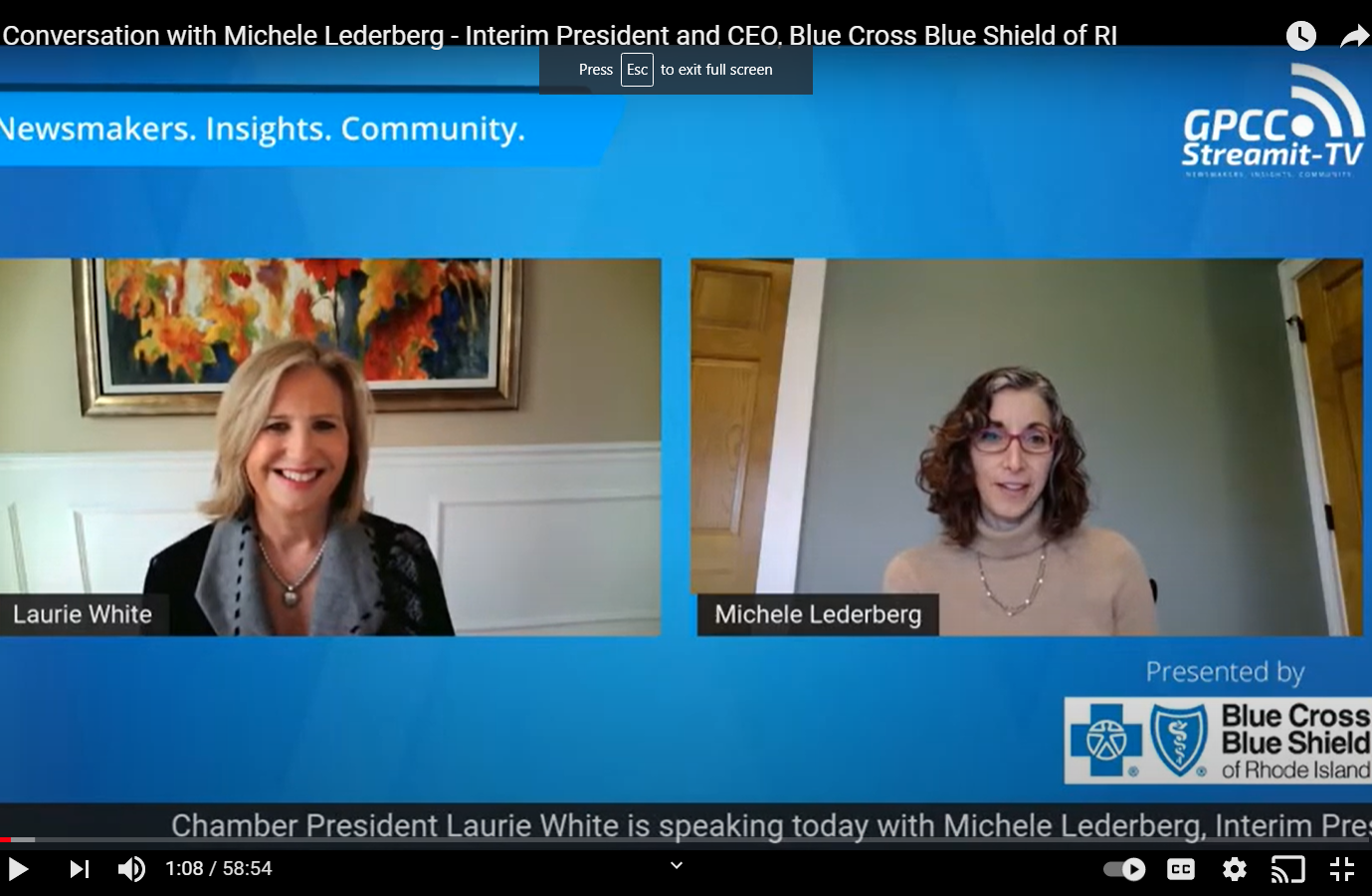 A Conversation with Michele Lederberg, Interim President & CEO, Blue Cross Blue Shield of RI